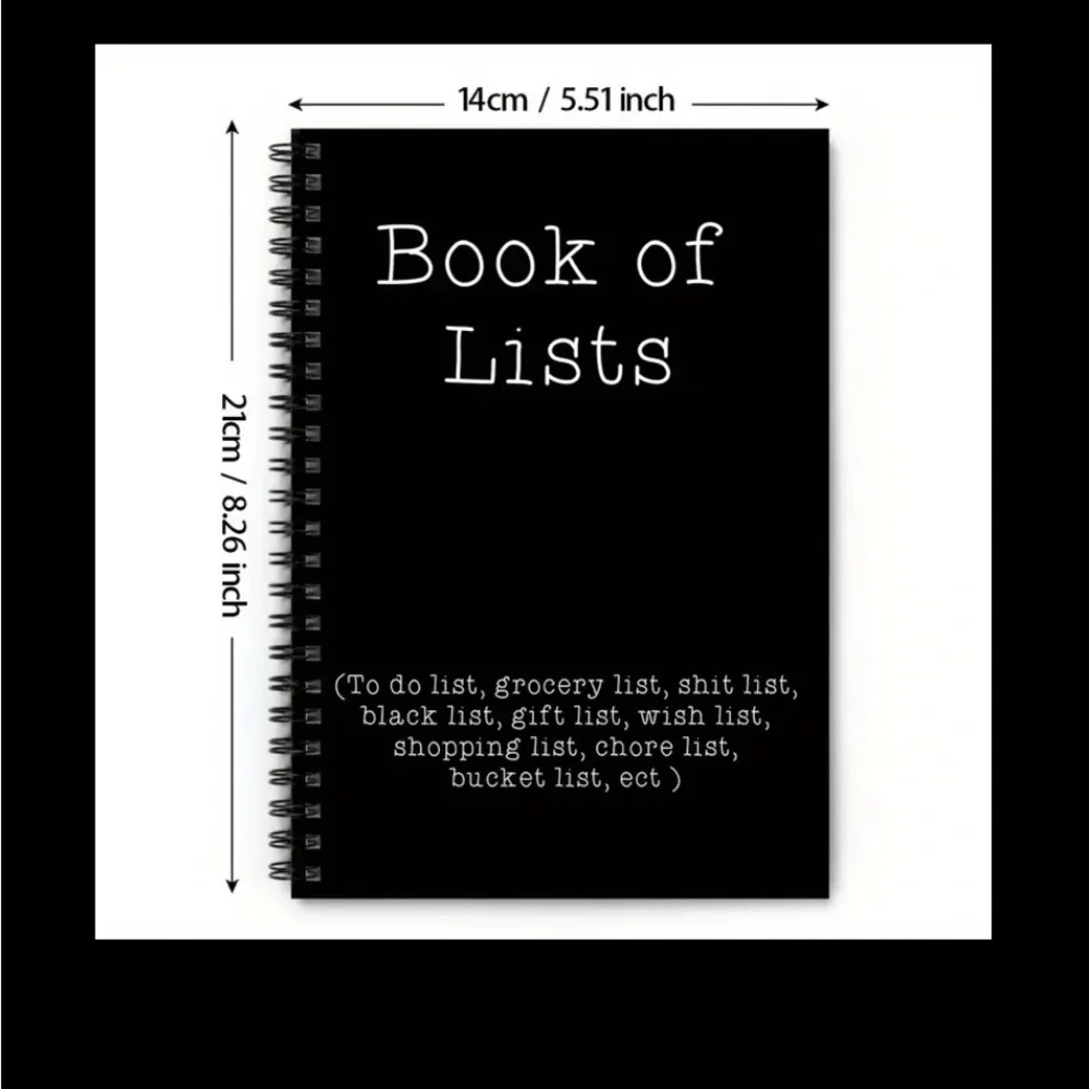 Black Spiral Notebook - Humorous Book of Lists